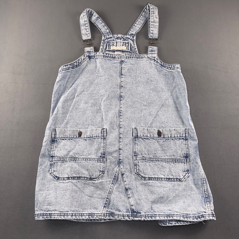 Free People We The Free Women Acid Wash Denim Overall Smock Mini Dress Large